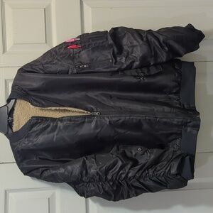 NWOT. Forever 21. Black Bomber Jacket. W/ lining. Reversible.
